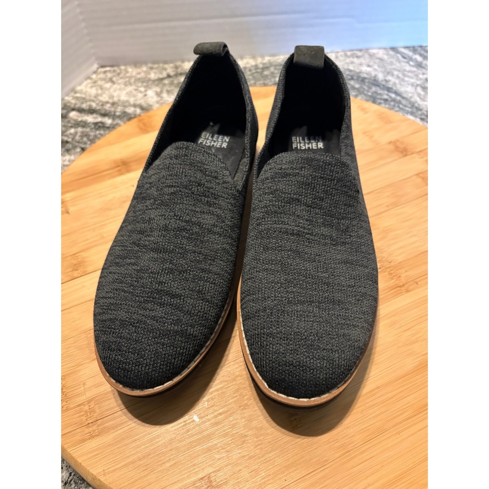 Eileen Fisher Womens Gray Stretch Knit Slip‎ On Loafers Platform Flats Size 6.5